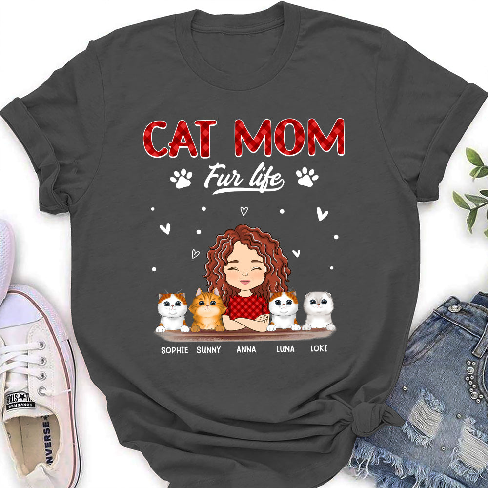Cat Mom Fur Life - Personalized Custom Women's T-shirt