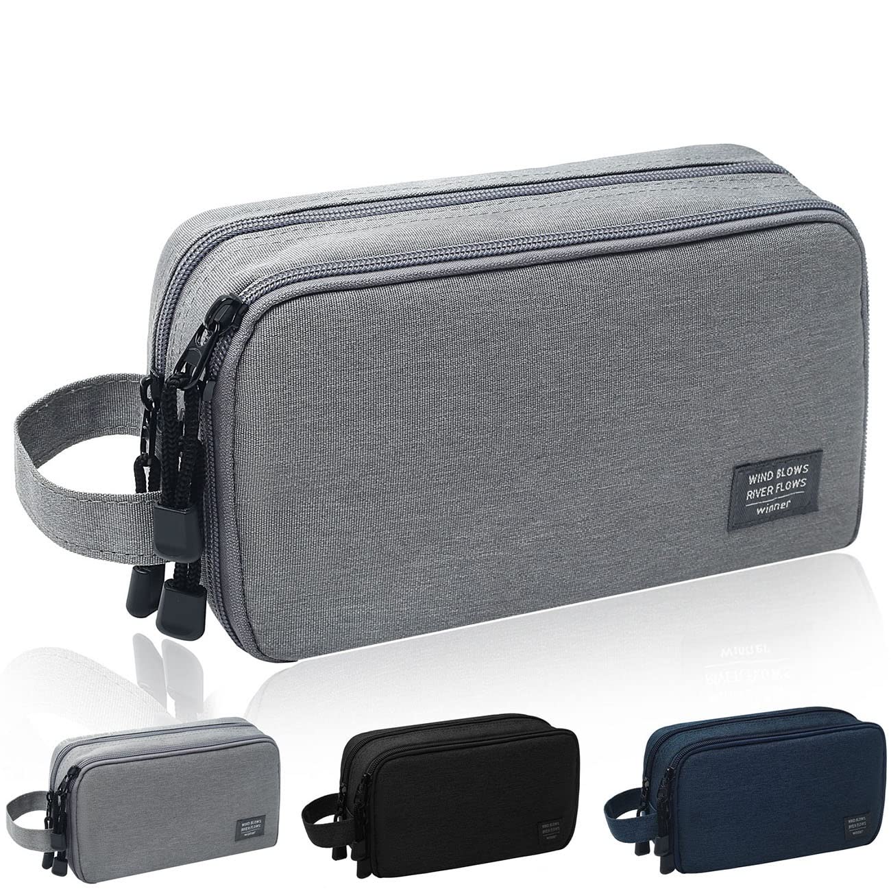 FUNKESH Mens Toiletry Bag Waterproof Organizer Bag Travel Shaving Dopp Kit Perfect Travel Accessory Gift (Gray)