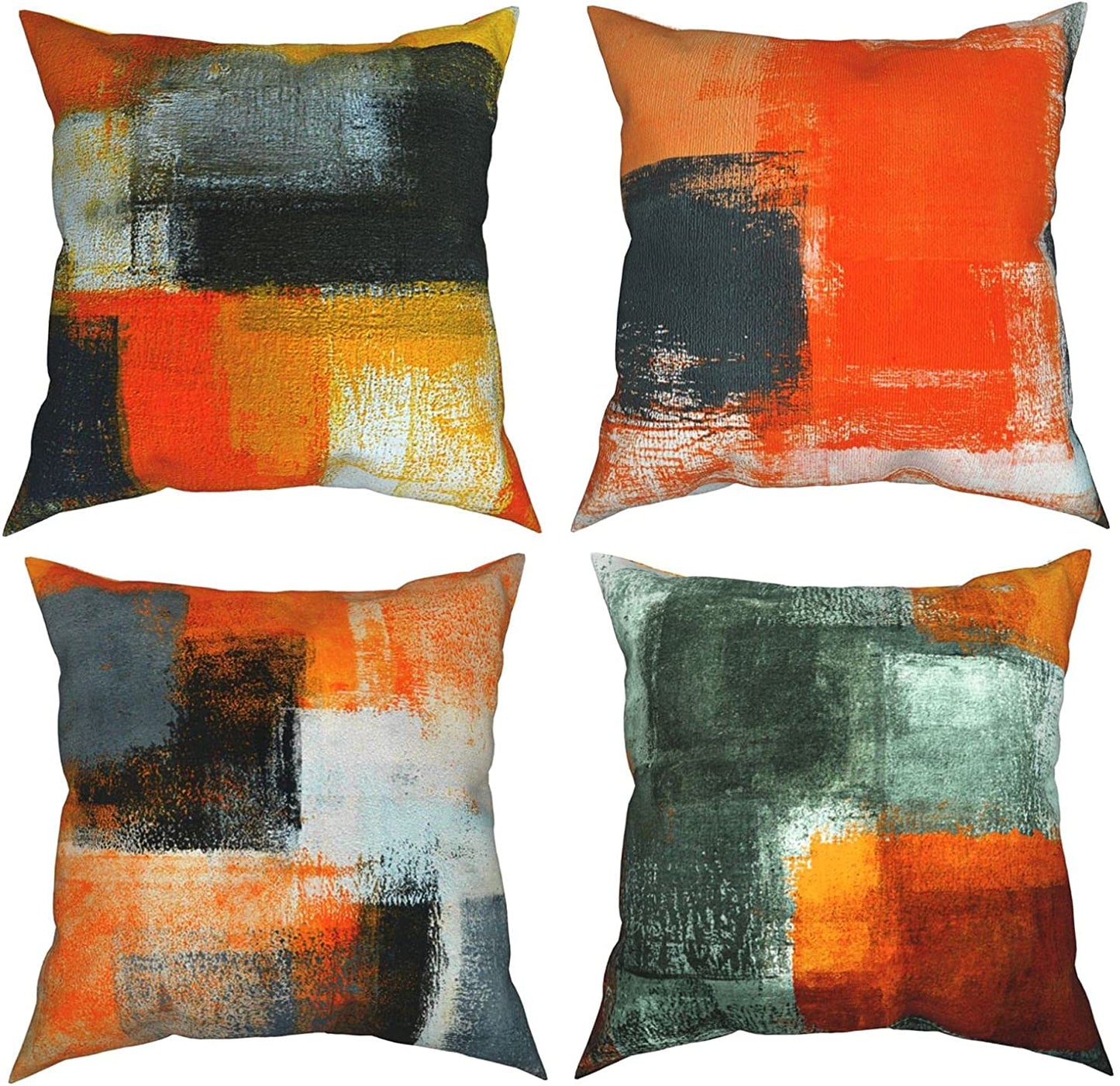 Golden and Green Marble Pattern Throw Pillow Covers Set of 4 18x18"