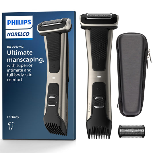 Philips Norelco Exclusive Bodygroom Series 7000 Showerproof Body & Manscaping Trimmer & Shaver with case and Replacement Head for Above and Below The Belt, BG7040/42 (Frustration Free Packaging)