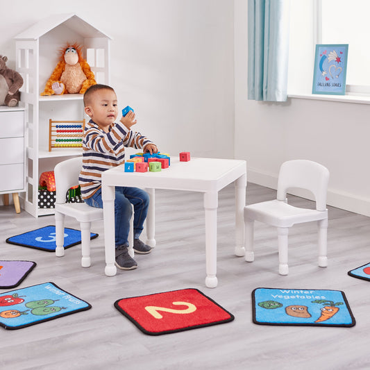 Children's White Indoor | Outdoor Plastic Table & 2 Chairs Set | 2 years+