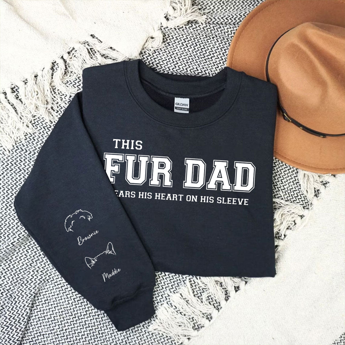 Pet Mom Dad Hearts On Sleeve - Personalized Custom Sweatshirt