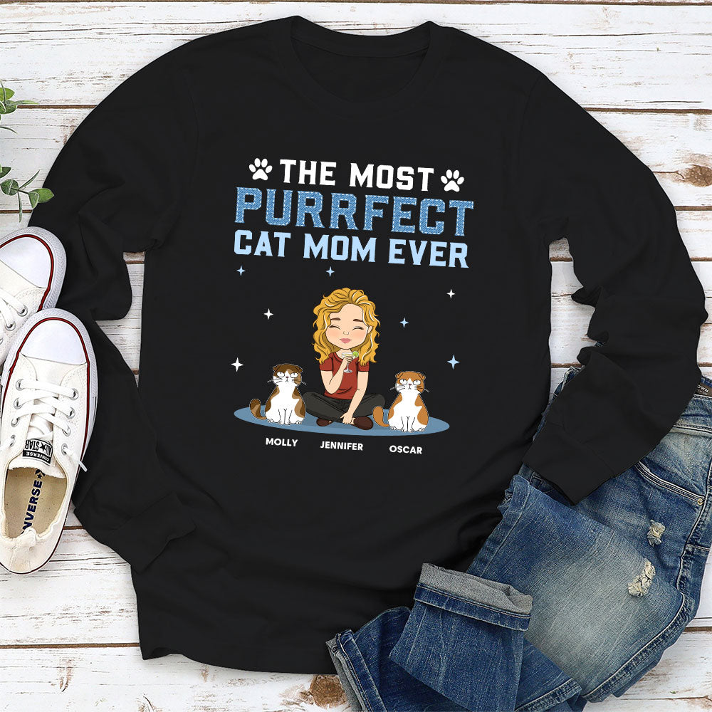 The Most Purrfect Cat Dad Ever - Personalized Custom Long Sleeve T-shirt