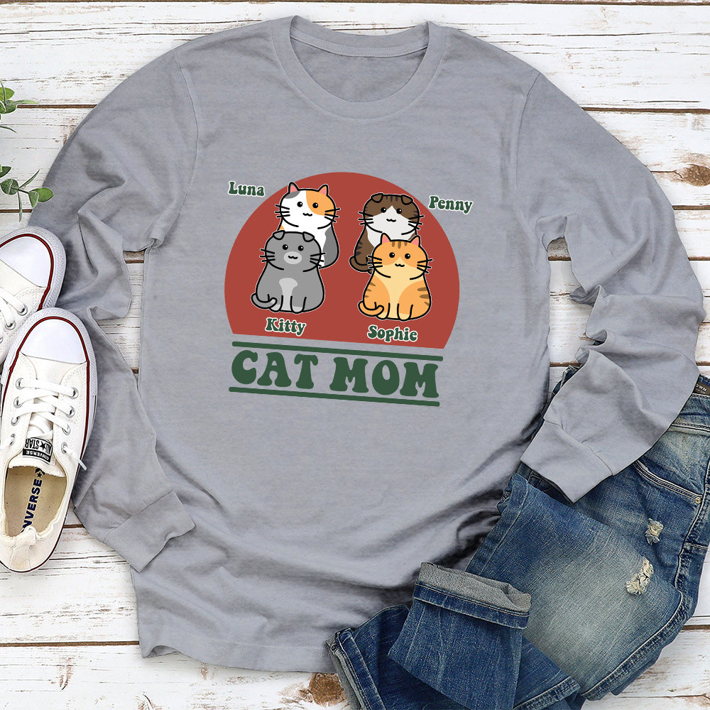 Cute Cat Mom - Personalized Custom Long Sleeve T-shirt