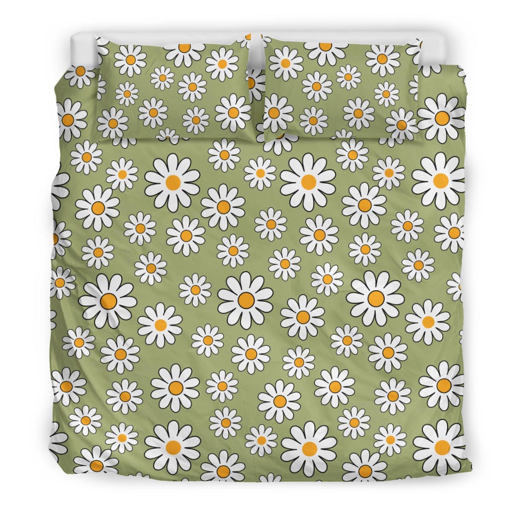 Sage Green Daisy Duvet Cover Quilt, Doona & Duvet Covers