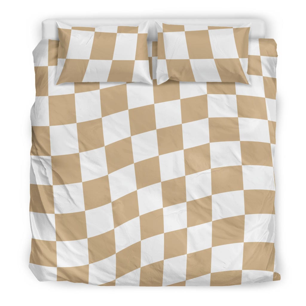 Tan Checkered Quilt, Doona & Duvet Covers