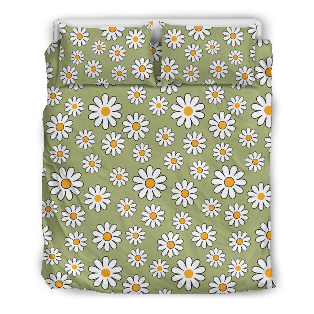 Sage Green Daisy Duvet Cover Quilt, Doona & Duvet Covers