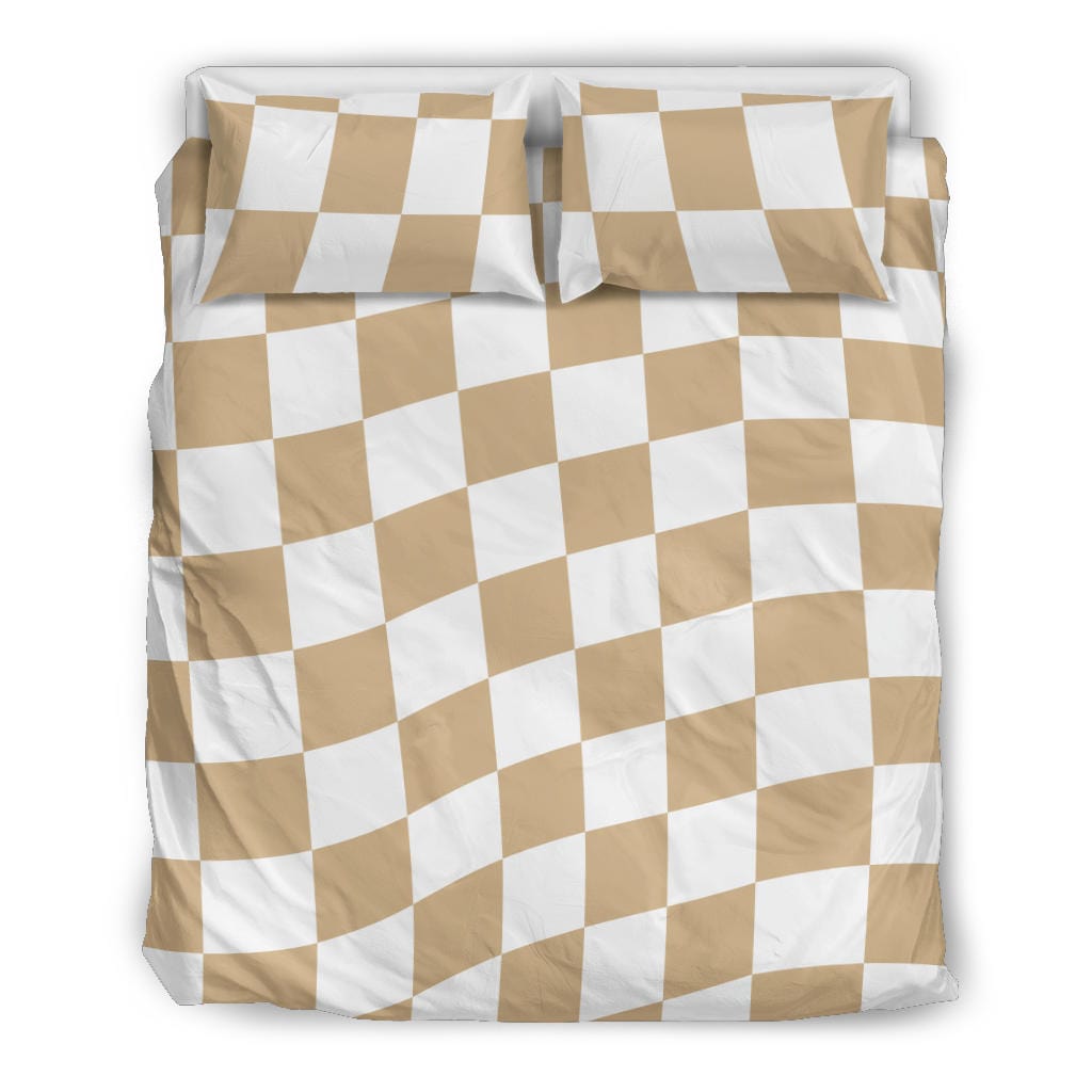 Tan Checkered Quilt, Doona & Duvet Covers