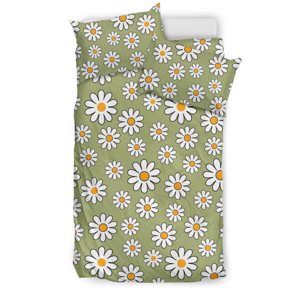 Sage Green Daisy Duvet Cover Quilt, Doona & Duvet Covers