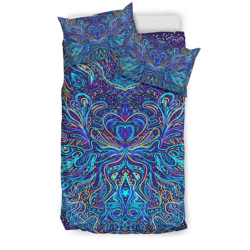 Trippy Psychedelic Blue Turquoise Quilt, Doona & Duvet Covers