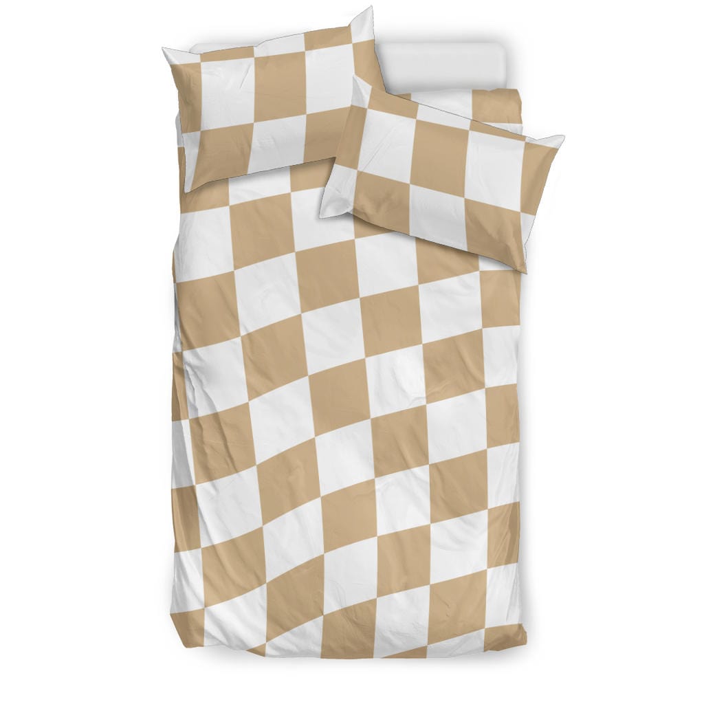 Tan Checkered Quilt, Doona & Duvet Covers