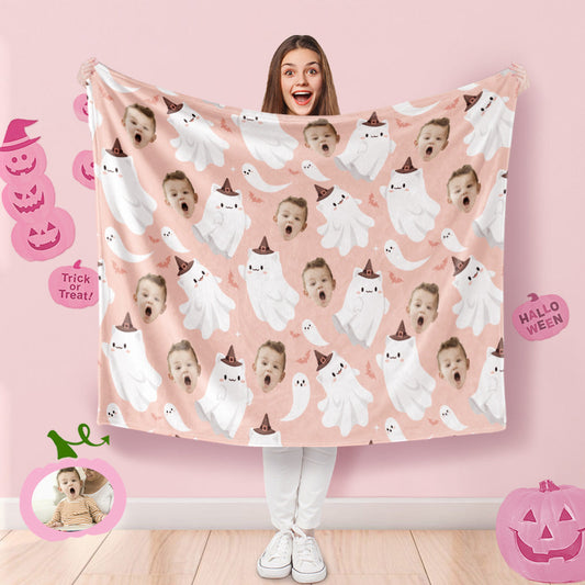 Custom Photo Blanket Halloween Decorative Hat Ghost Blanket For Kids