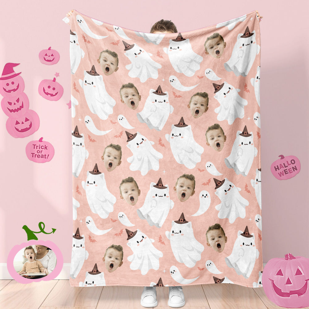 Custom Photo Blanket Halloween Decorative Hat Ghost Blanket For Kids