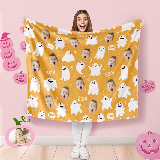 Custom Photo Blanket Halloween Decorative Expression Ghost Blanket For Kids