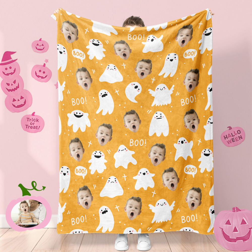Custom Photo Blanket Halloween Decorative Expression Ghost Blanket For Kids