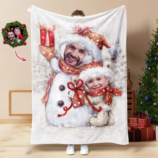 Custom Two Snowmen Photo Blanket The Unique Gift For Kids