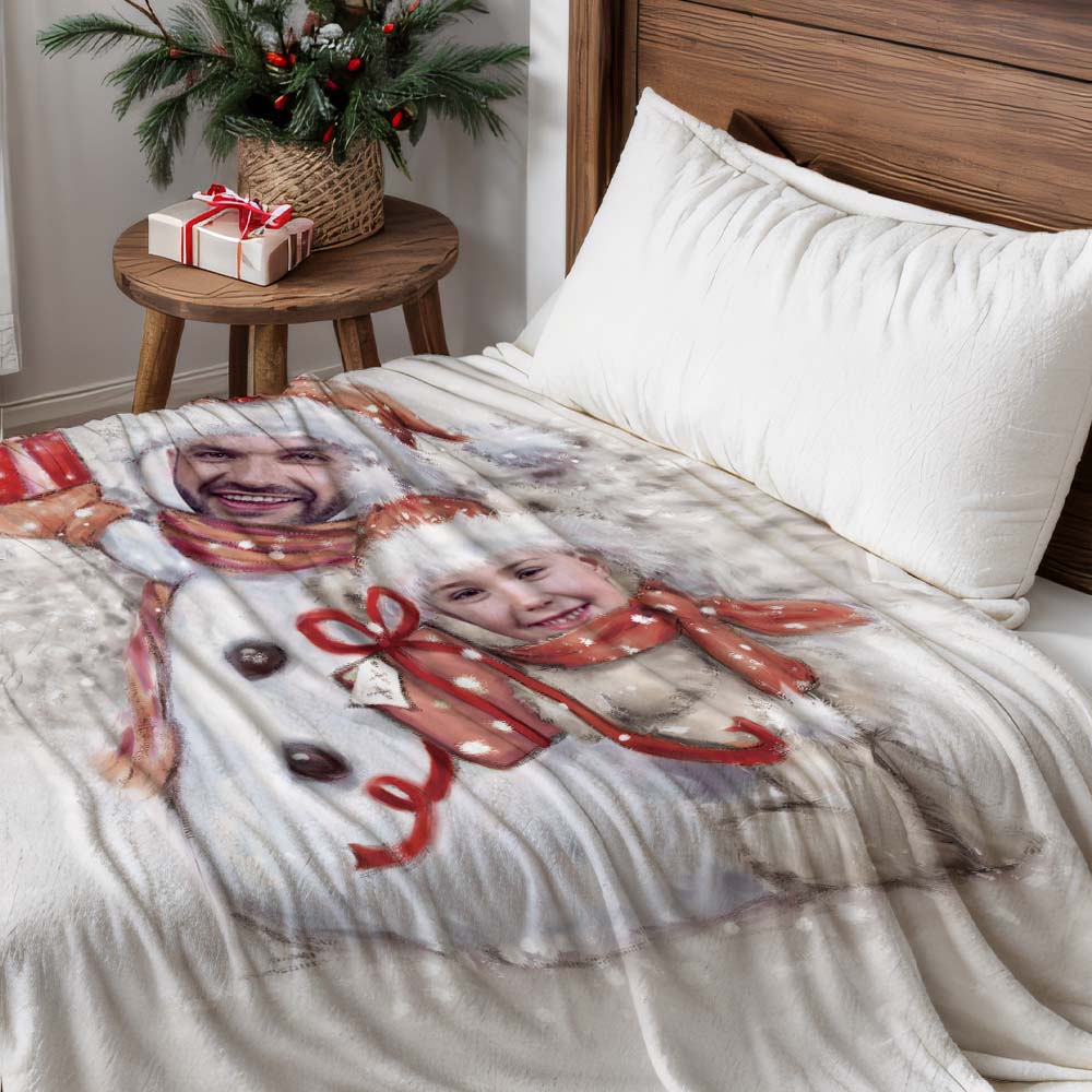 Custom Two Snowmen Photo Blanket The Unique Gift For Kids