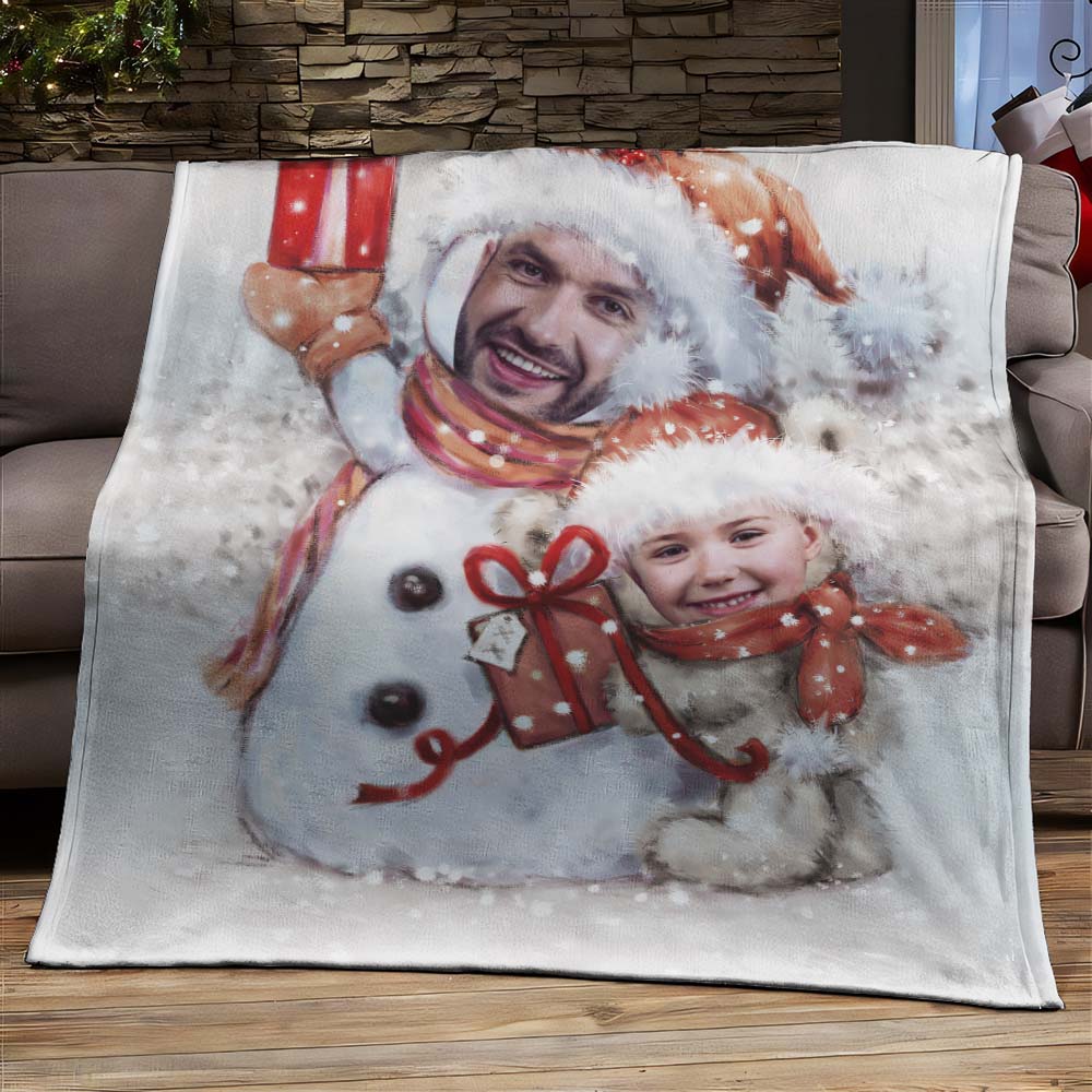 Custom Two Snowmen Photo Blanket The Unique Gift For Kids