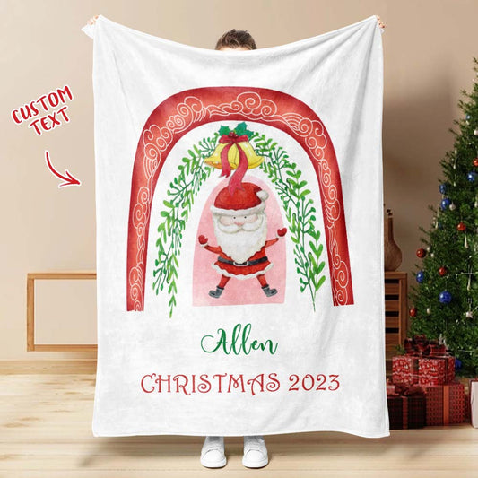 Custom Text Cute Santa Arch Christmas Blanket Unique Gift For Kids