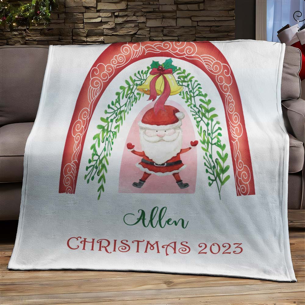 Custom Text Cute Santa Arch Christmas Blanket Unique Gift For Kids
