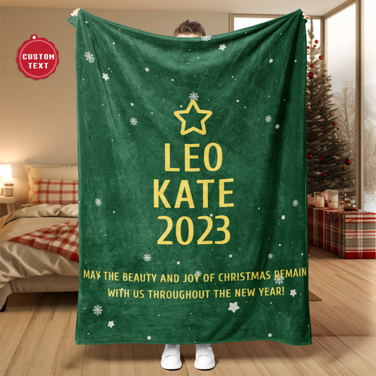 Custom Family Names Christmas Tree Blanket Personalized Warm Gifts For Christmas Day