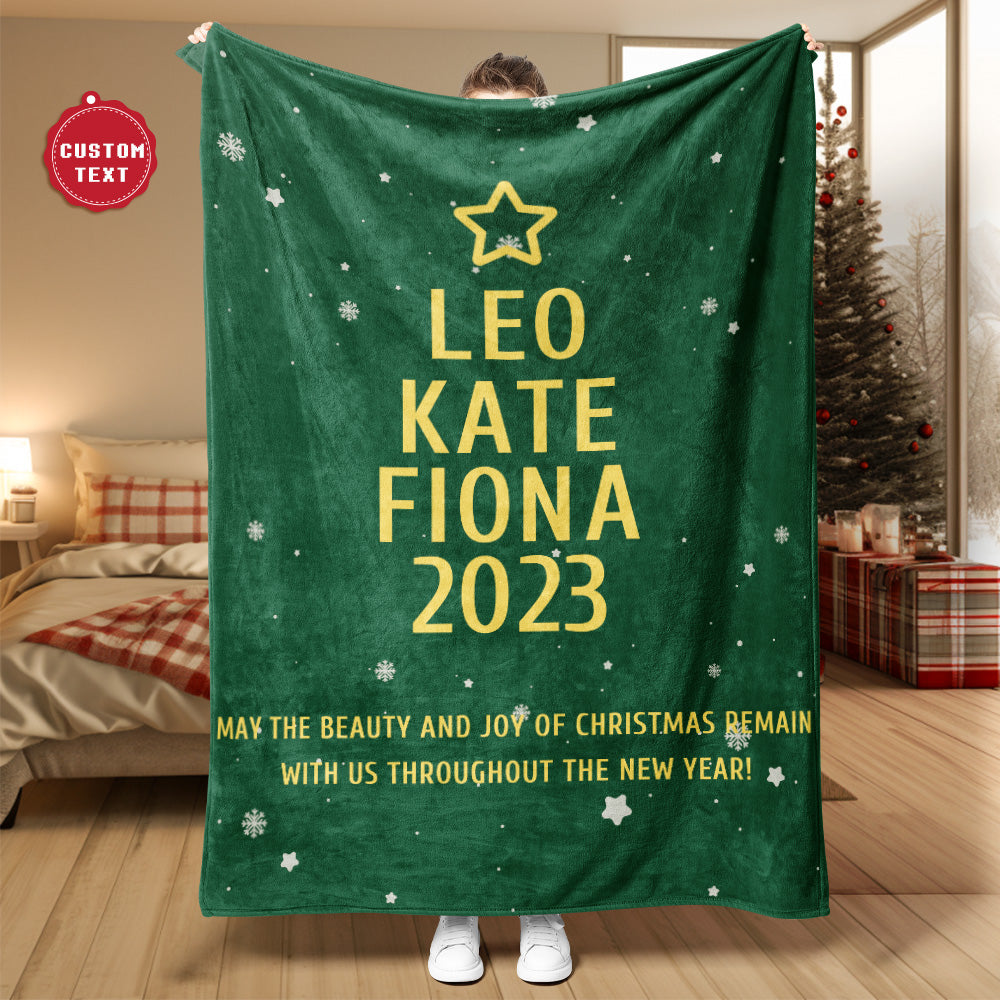 Custom Family Names Christmas Tree Blanket Personalized Warm Gifts For Christmas Day