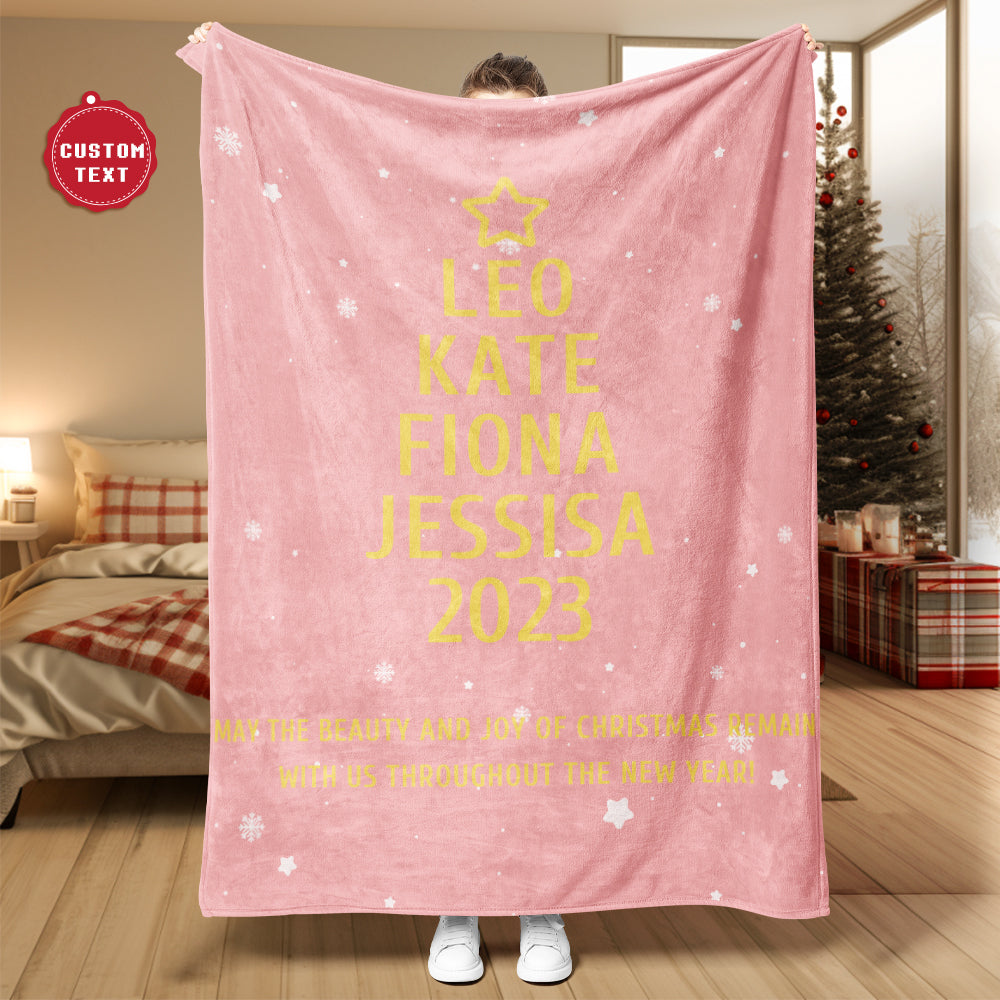 Custom Family Names Christmas Tree Blanket Personalized Warm Gifts For Christmas Day