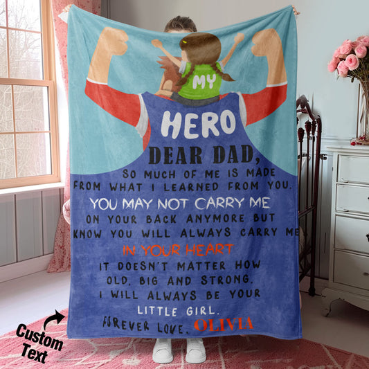 Personalized Name Letter Blanket for Dad Birthday Gift for Papa