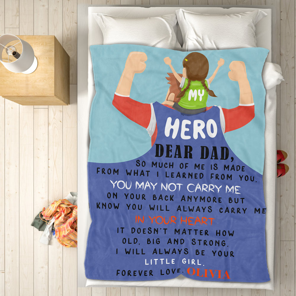 Personalized Name Letter Blanket for Dad Birthday Gift for Papa