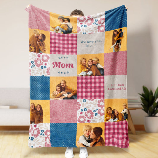 Patchwork Best Mom Memories Photo Blanket