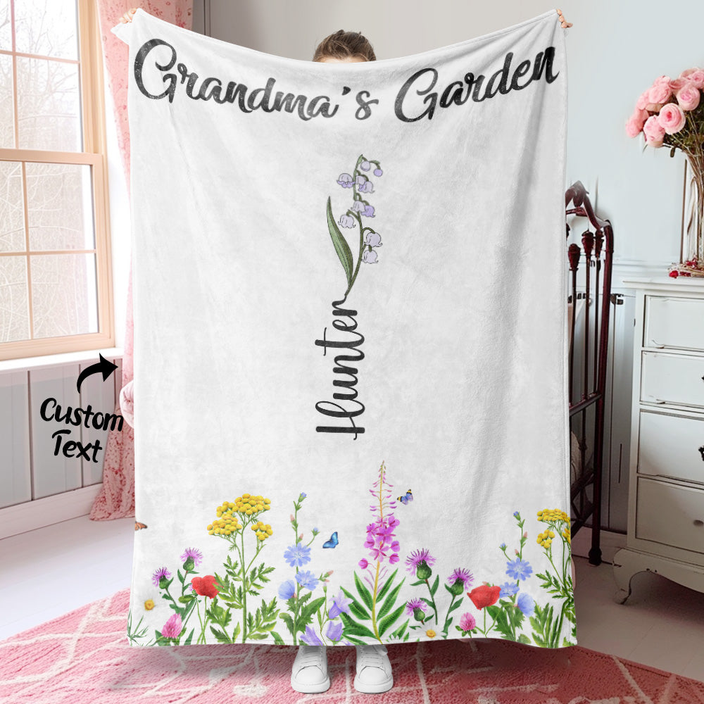 Personalized Birth Month Flower Blanket With Names Beautiful Gift For Grandma Mother
