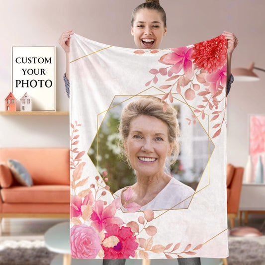 Flower Blanket Custom Watercolor Blanket Personalized Gift for Her
