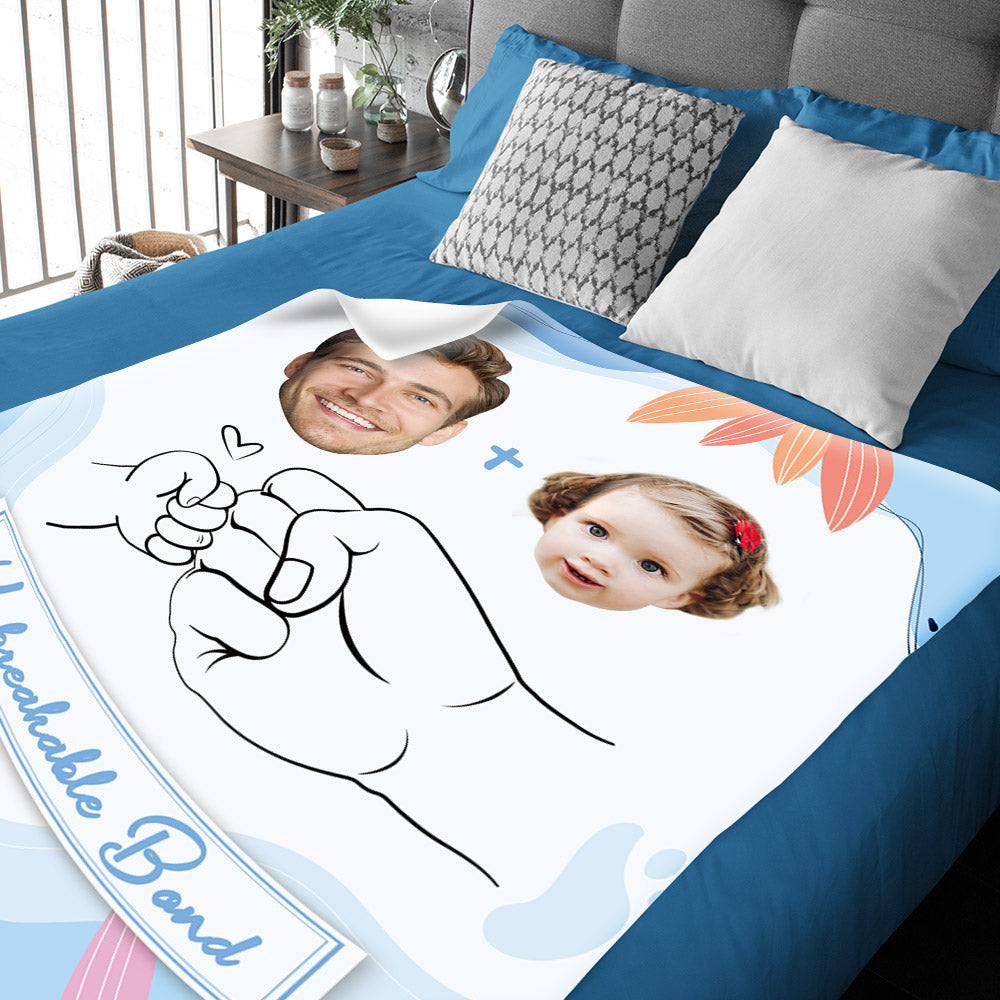 Custom Face Blanket Father's Day Blanket Unbreakable Bond Between Father and Daughter