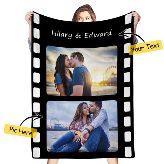 Custom Photo Blanket Engraved Black Blanket Valentine's Day Gift