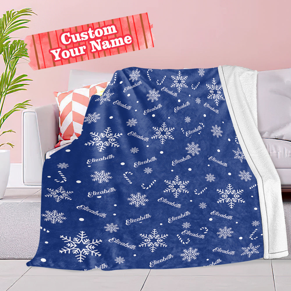 Christmas Blanket Personalized Name Blanket Gift Warm Snowflake Blanket