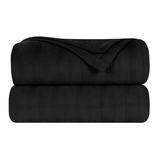 Clara Cotton Textured Striped Lightweight Woven Blanket