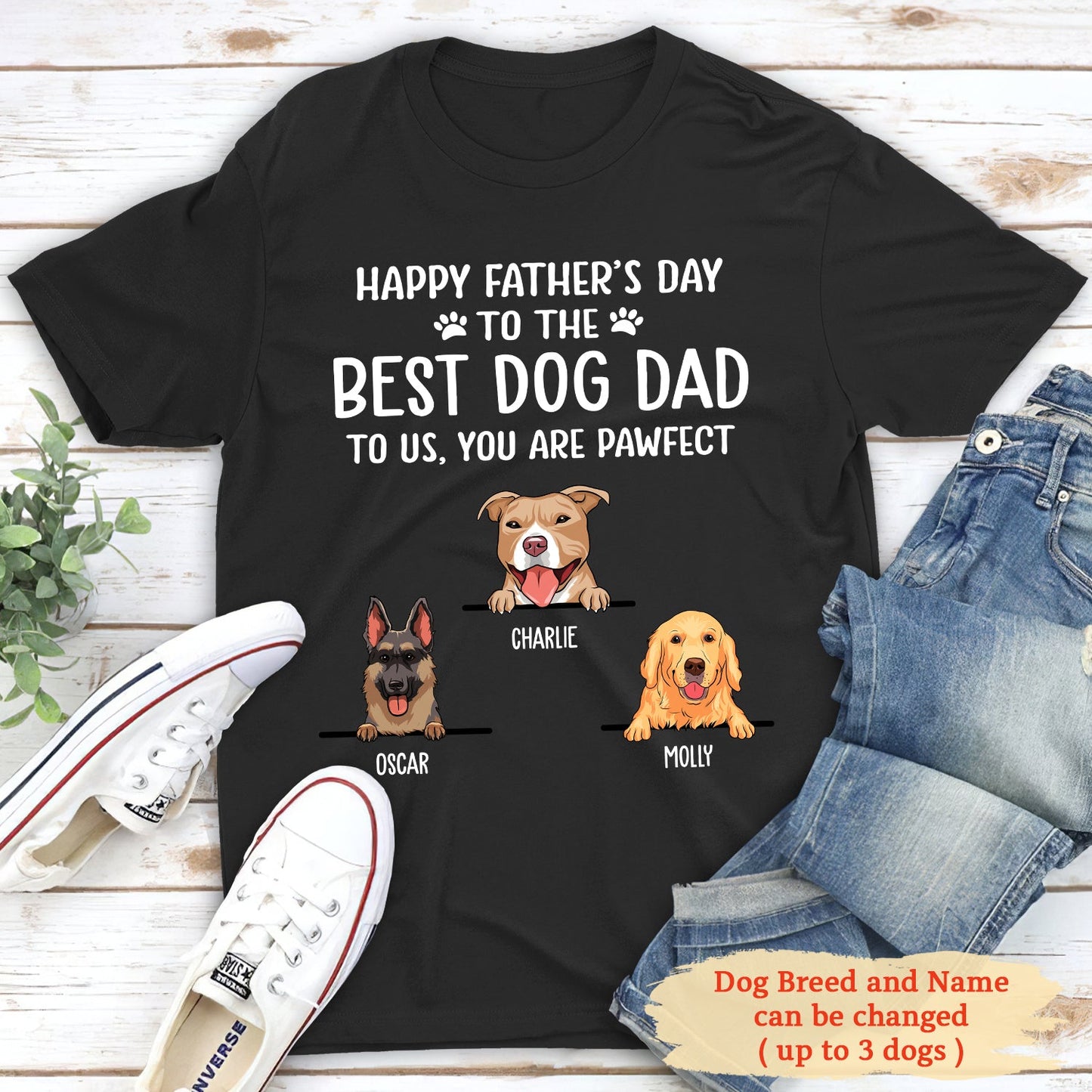 Best Dog Dad - Personalized Custom Unisex T-shirt - Dog Dad Father's Day Gifts