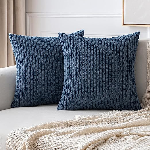 Throw Pillow Covers Soft Fall Corduroy Decorative Set of 2 Boho Striped Pillow Covers Pillowcases