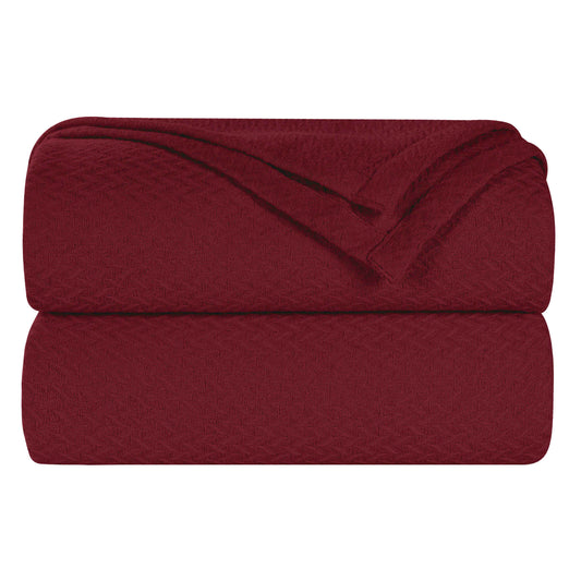 Nobel Cotton Textured Chevron Lightweight Woven Blanket - Burgundy