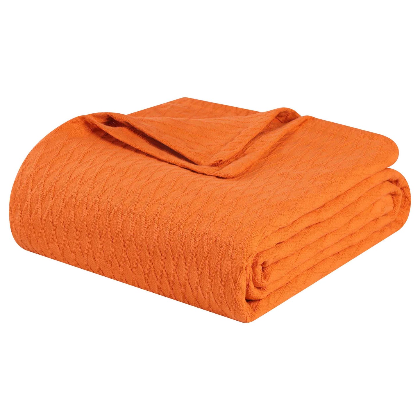 Cotton All Season Diamond Bed Blanket & Sofa Throw - Burnt Orange
