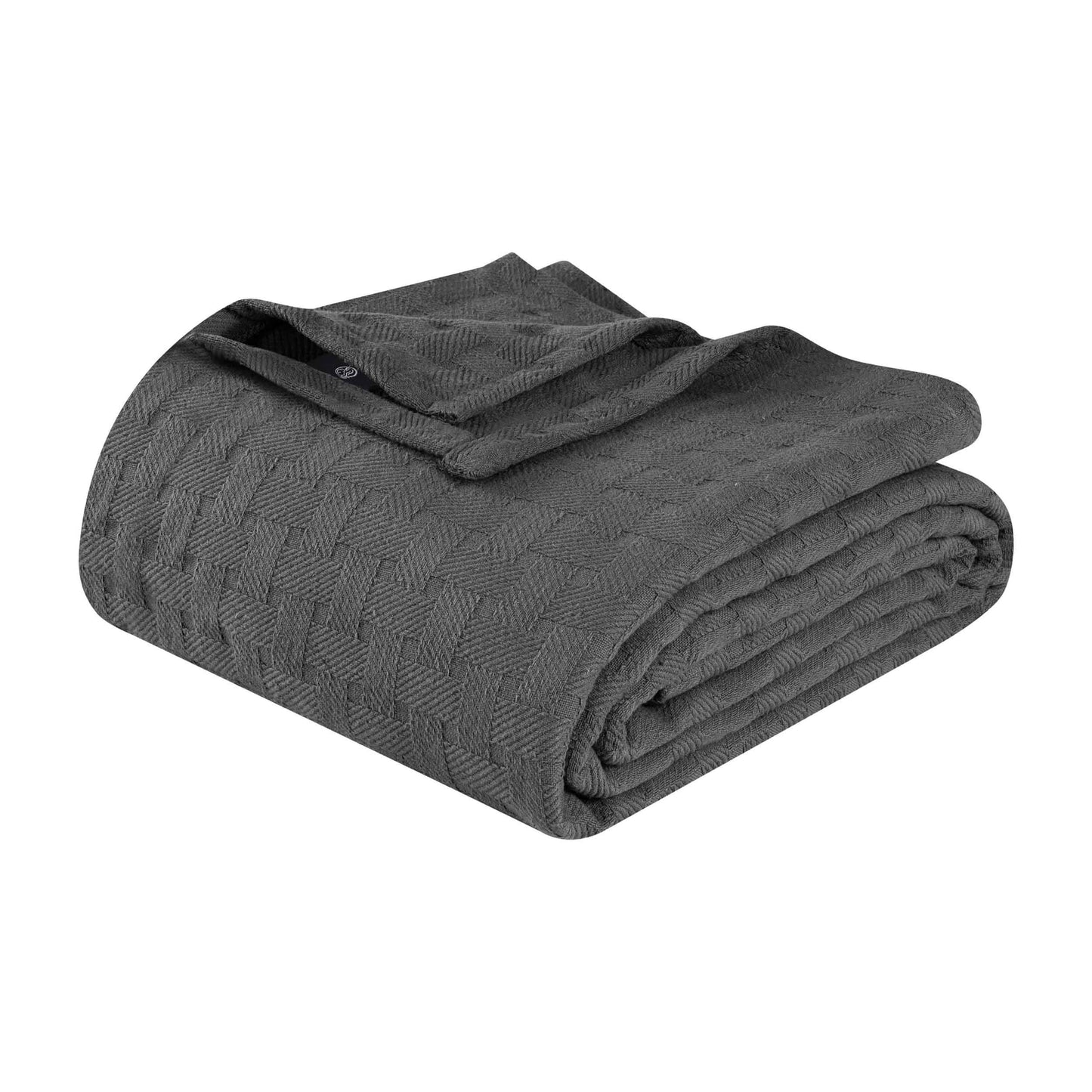 Basketweave All Season Cotton Bed Blanket & Sofa Throw -Charcoal