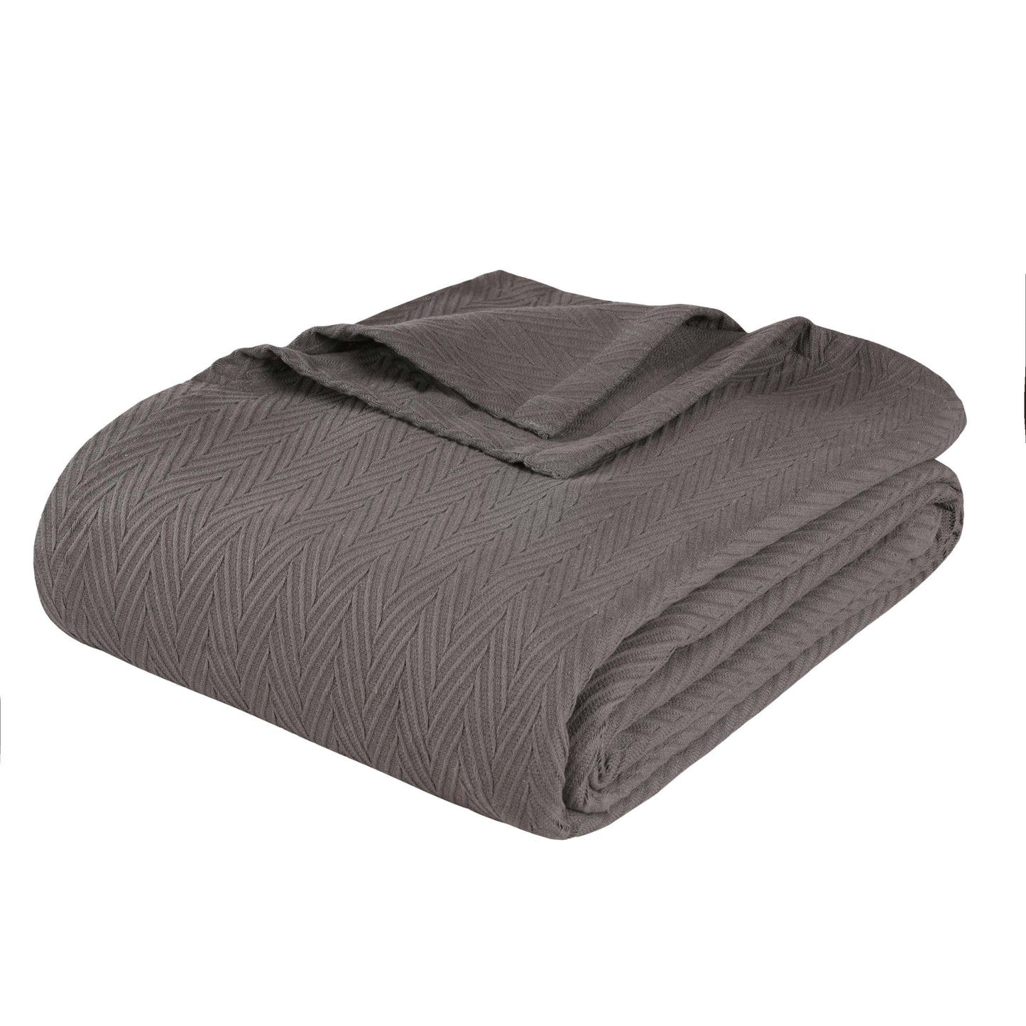 All-Season Chevron Cotton Bed Blanket & Sofa Throw - Charcoal