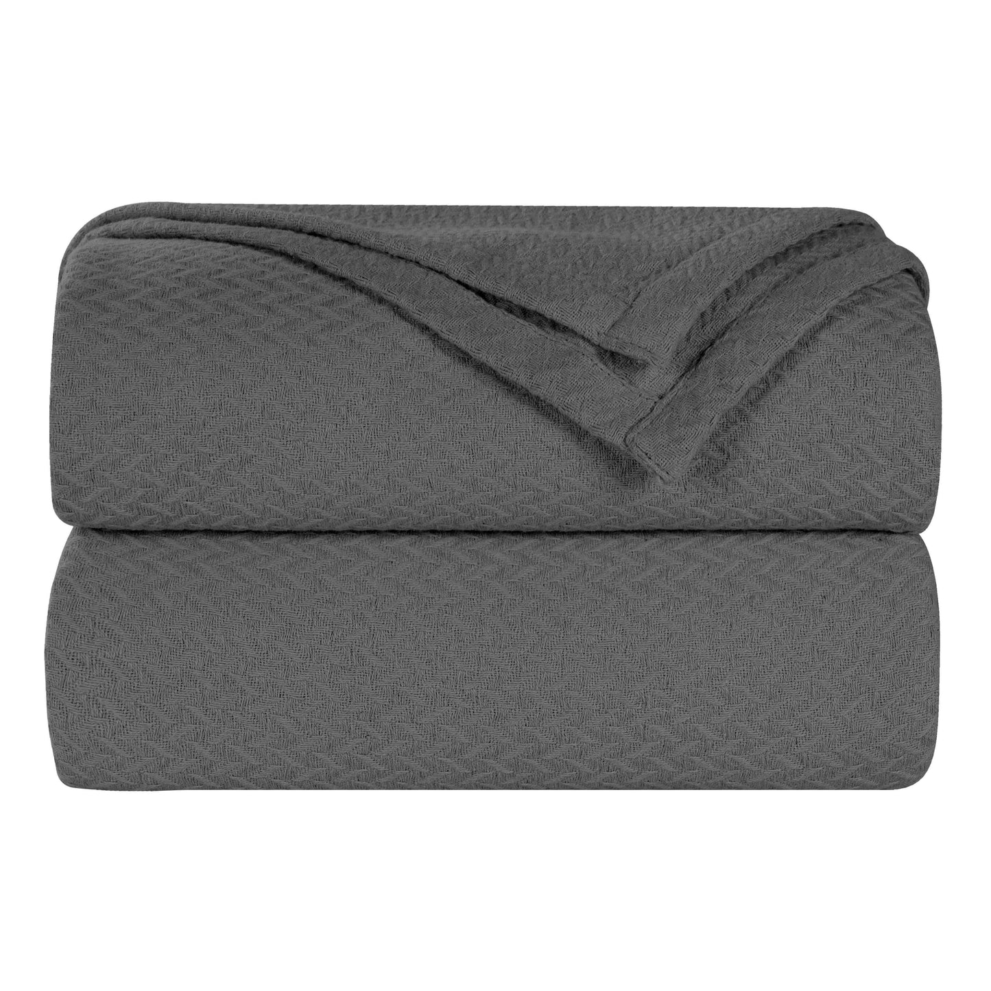 Nobel Cotton Textured Chevron Lightweight Woven Blanket - Charcoal