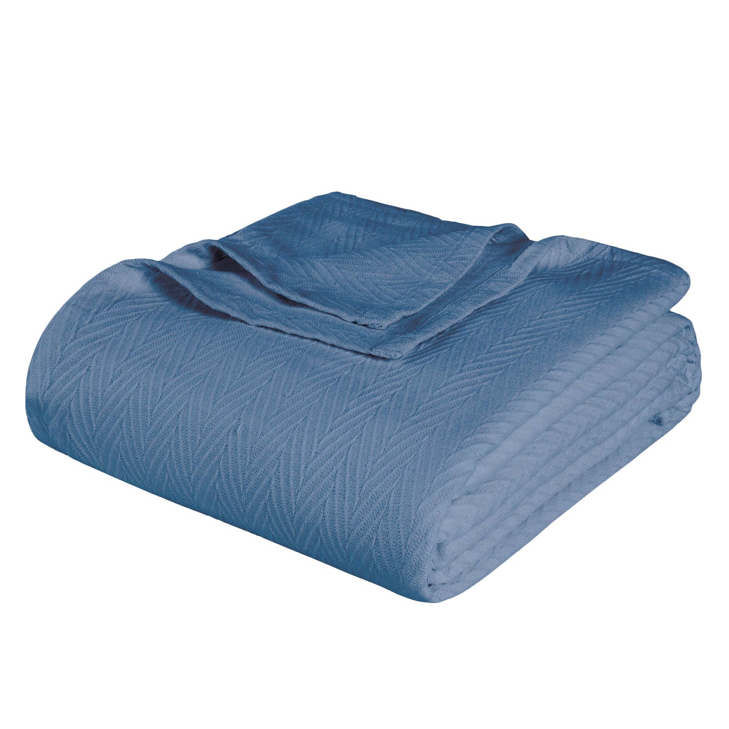 All-Season Chevron Cotton Bed Blanket & Sofa Throw - Denim Blue