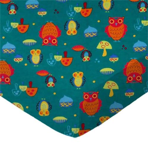 SheetWorld Fitted Crib Sheet - 100% Cotton Flannel - Owls Green, Made - Zoter Shop