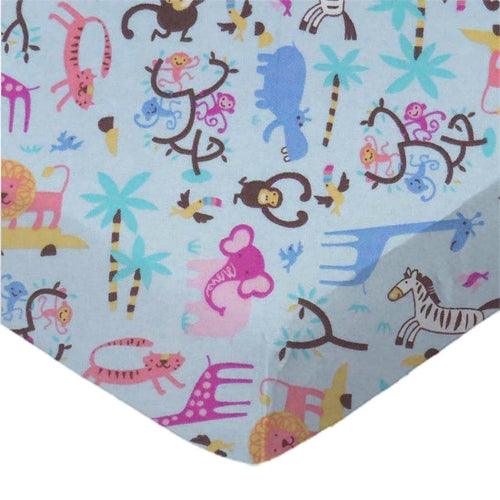 SheetWorld Fitted Crib Sheet - 100% Cotton Flannel - Jungle Animals - Zoter Shop