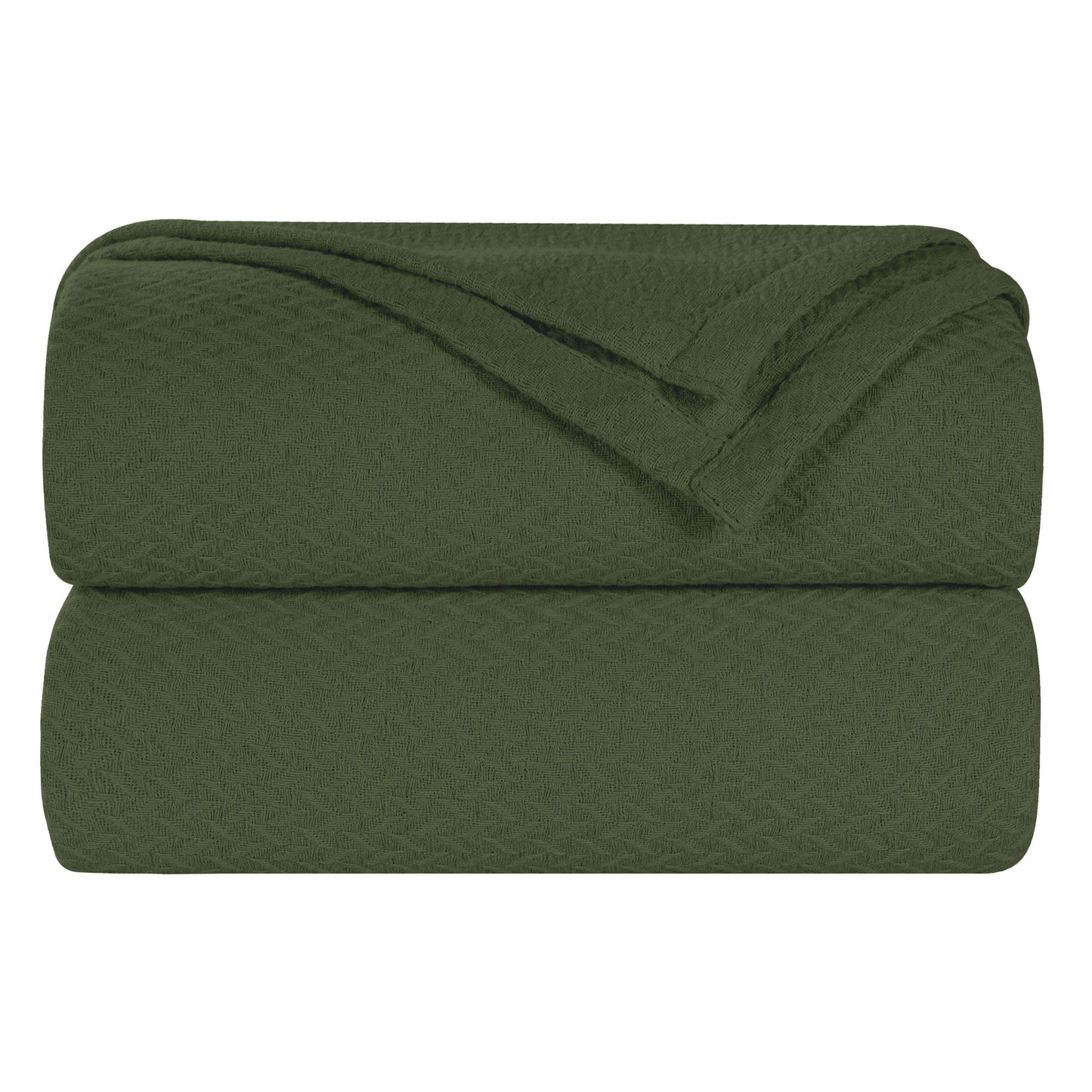 Nobel Cotton Textured Chevron Lightweight Woven Blanket - Forrest Green