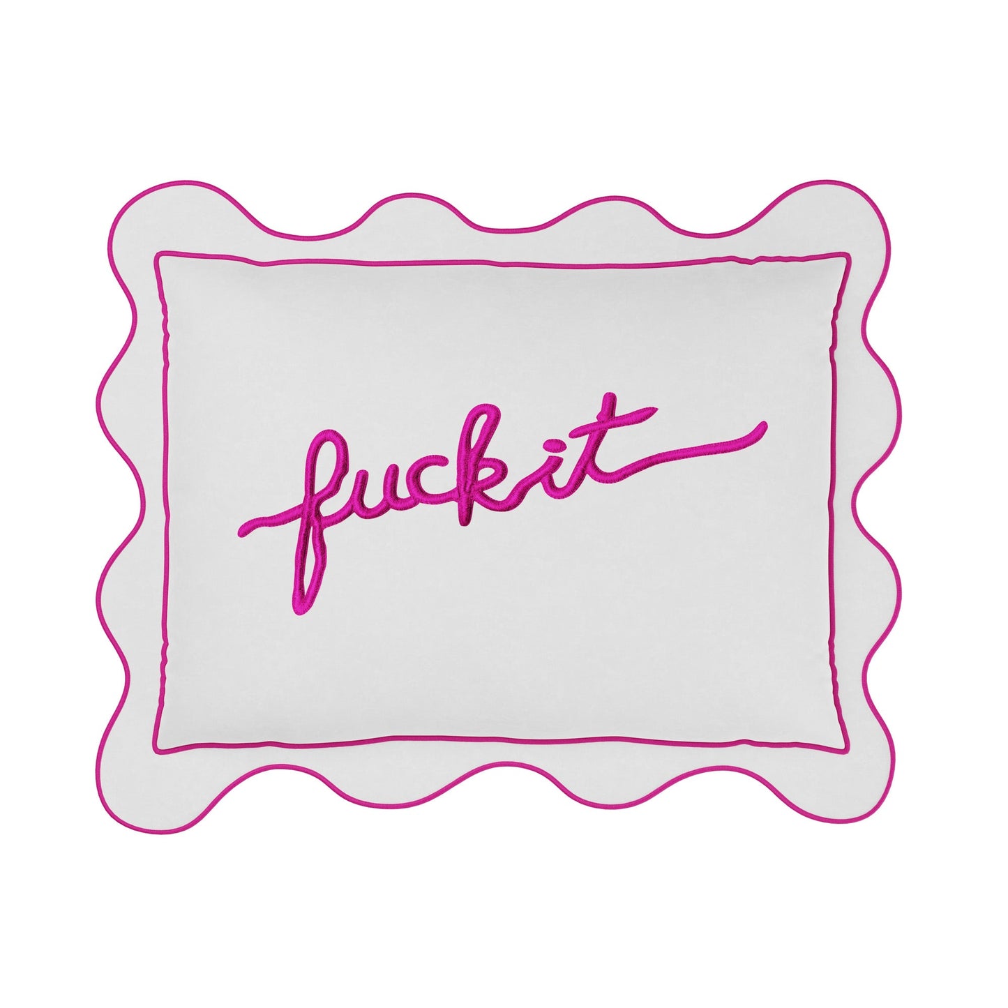 Fuck It Small Scallop Pillow Cover - Magenta
