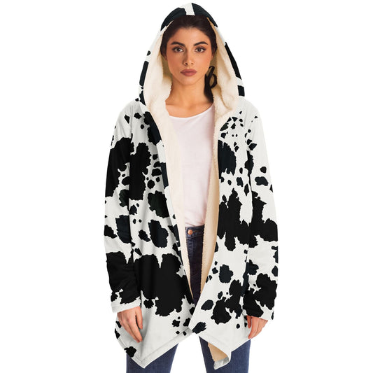 Funky Cowhide Pattern Sherpa Cloak | Short sleeves Microfleece Cloak