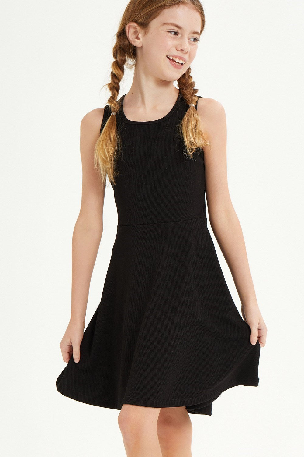 Sleeveless Fit & Flare Ribbed Dress (2 colors)